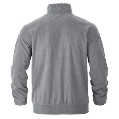 Men's Corduroy Jacket Stand-up Collar Slim Fit Retro Multi-pocket Workwear Commuter Coat for Spring And Autumn