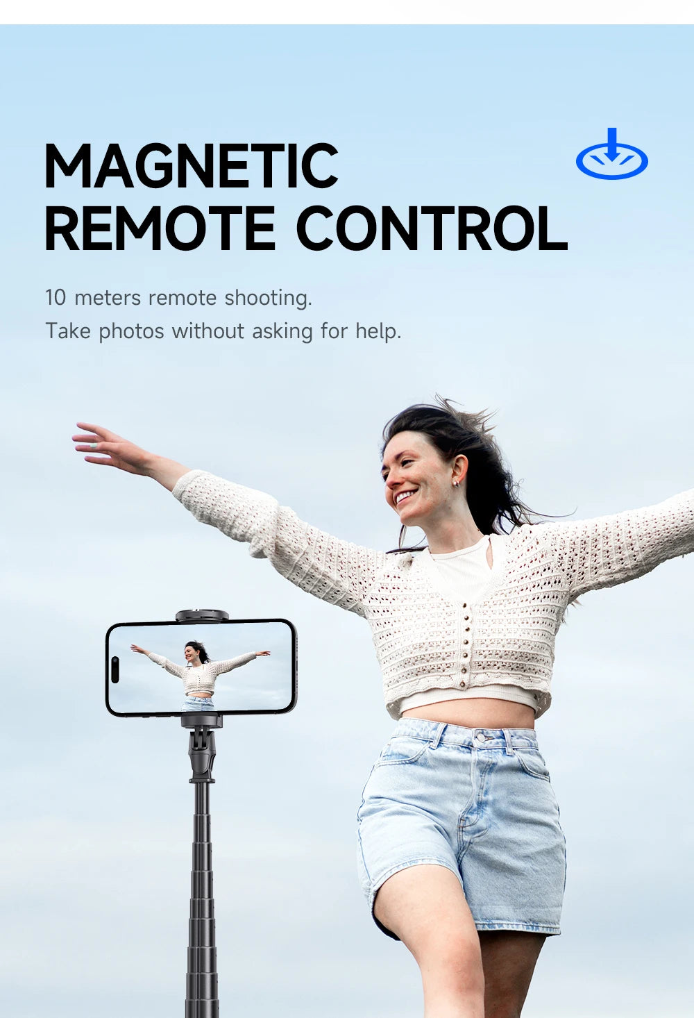 TT01 1770mm All-in-one Auto Pop Open Tripod Bluetooth Remote Tripod Bounce Selfie Stick Phone Holder for Vlog/Video.