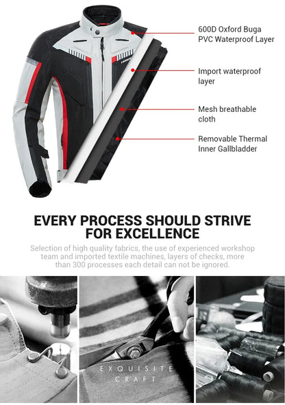 Best Selling Waterproof Motorcycle Jacket Man Racing Suit Wearable Motorcycle Jacket Motorcycle Pants Moto with EVA Protection.