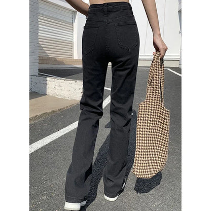 Frau Koreanische Hohe Taille Streetwear Gerade Bein Jeans Mädchen Y2k Kleidung Hosen Weibliche Mode Schwarz Baggy Harajuku Denim Hosen