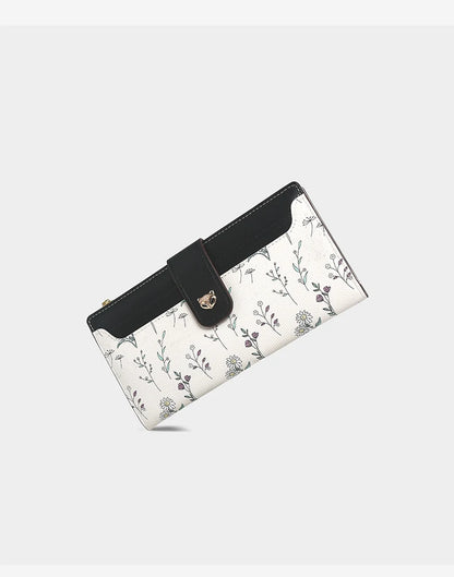 FOXER New Women's Long Wallet Fashion Multi-card Clutch Slot Card Holder Signature Versatile PU Floral Wallet Zipper Coin Purse