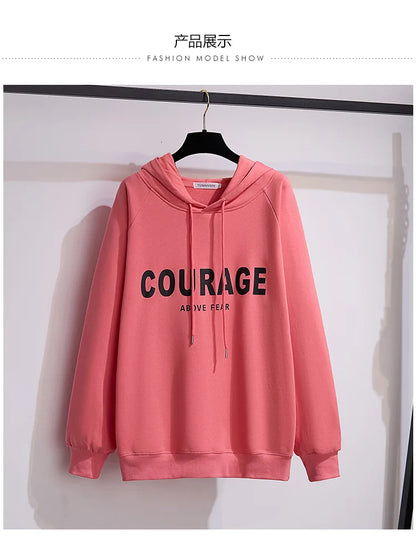 175 kg Plus Size Damen Büste 170 Frühling Herbst Lose Brief Kapuzenpullover Sweatshirt Schwarz Rot Weiß 4XL 5XL 6XL 7XL 8XL 9XL