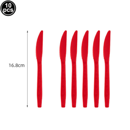 Solides rotes Thema, Einweggeschirr, rote Pappteller, Lebensmitteltablett, Tassen, Servietten, Löffel, Tischdecken, Hochzeit, Geburtstag, Party-Dekoration.