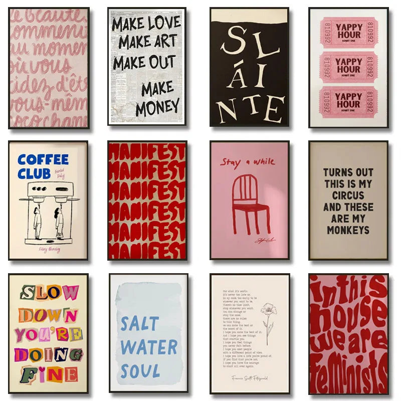 1pc Simple Trendy Text Printing Poster, Simple Canvas Wall Decoration, Modern Art Home Decoration, Living Room Decoration.