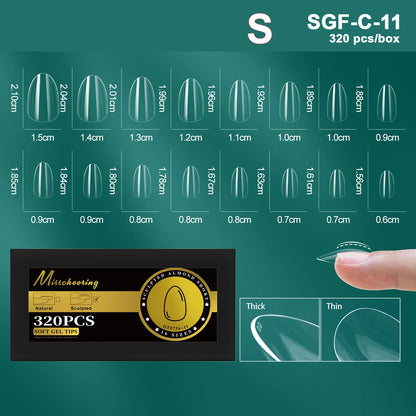 16 Sizes Curved Arch Soft Gel False Nail Tips Full Cover Press on Almond Capsules French Coffin Artificial Fake Nails Extension.