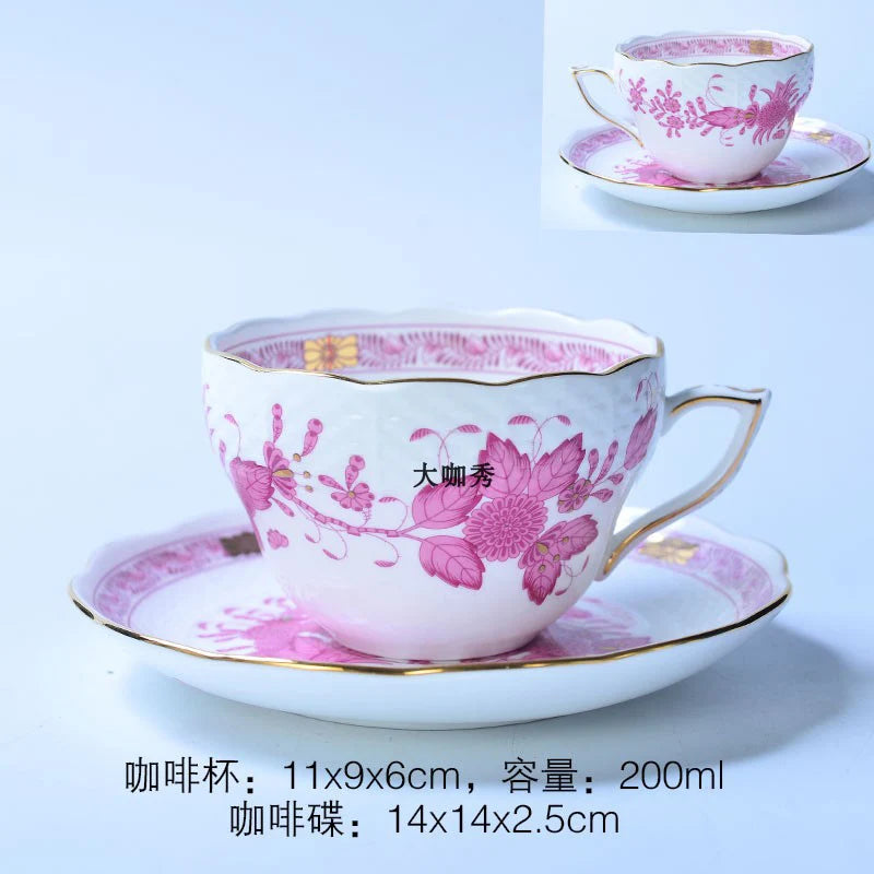 Classical Cup and Saucer Flower Basket Coffee Mug Afternoon Tea Cup Dessert Saucer Home Drinking Cup Saucer Valentine's Day Gift.