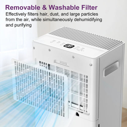 LOEFME 8L Electric Dehumidifier with Automatic Humidity Sensor & Display 24Hr Timer, Laundry Drying, Continuous Drainage 1m & 3m.