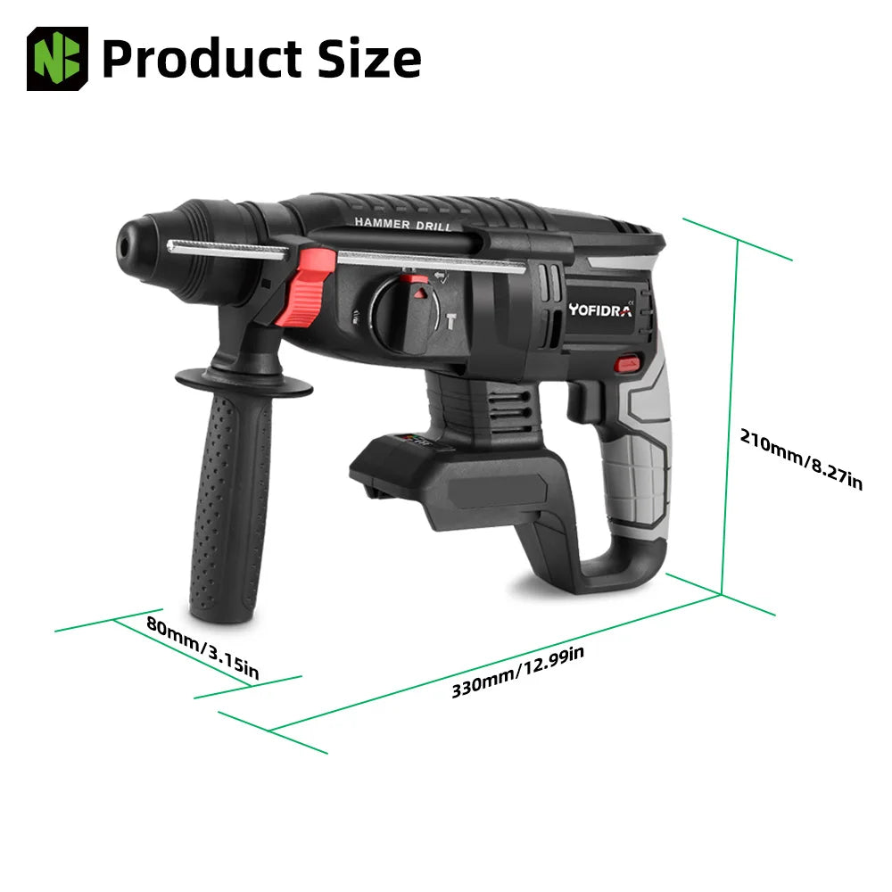 1680W 26MM Bürstenlosen Elektrischen Bohrhammer Multi-funktion Bohren Hammer Schlagbohrmaschine Power Tool Für Makita Batterie pin
