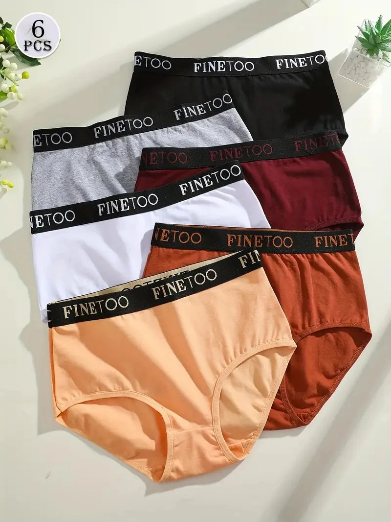 Finetoo 6Pcs/Set Women's Seamless Cotton Briefs Women Plus SizePanties Breathable Underwear Female Low Waist Soft Lingerie S-XXL.