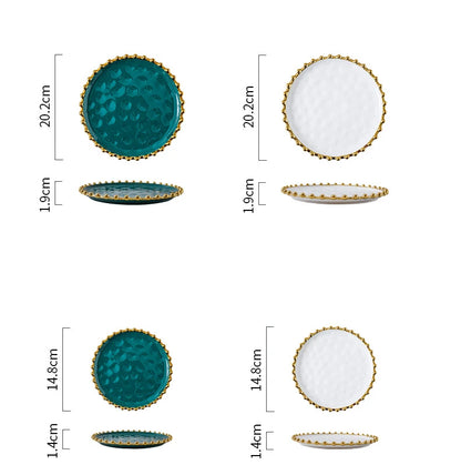 Nordic Ins Style Golden Edge Bead Plate Western Food Steak Plate Home Network Red Dish Creative Tableware Plate Breakfast Salad.