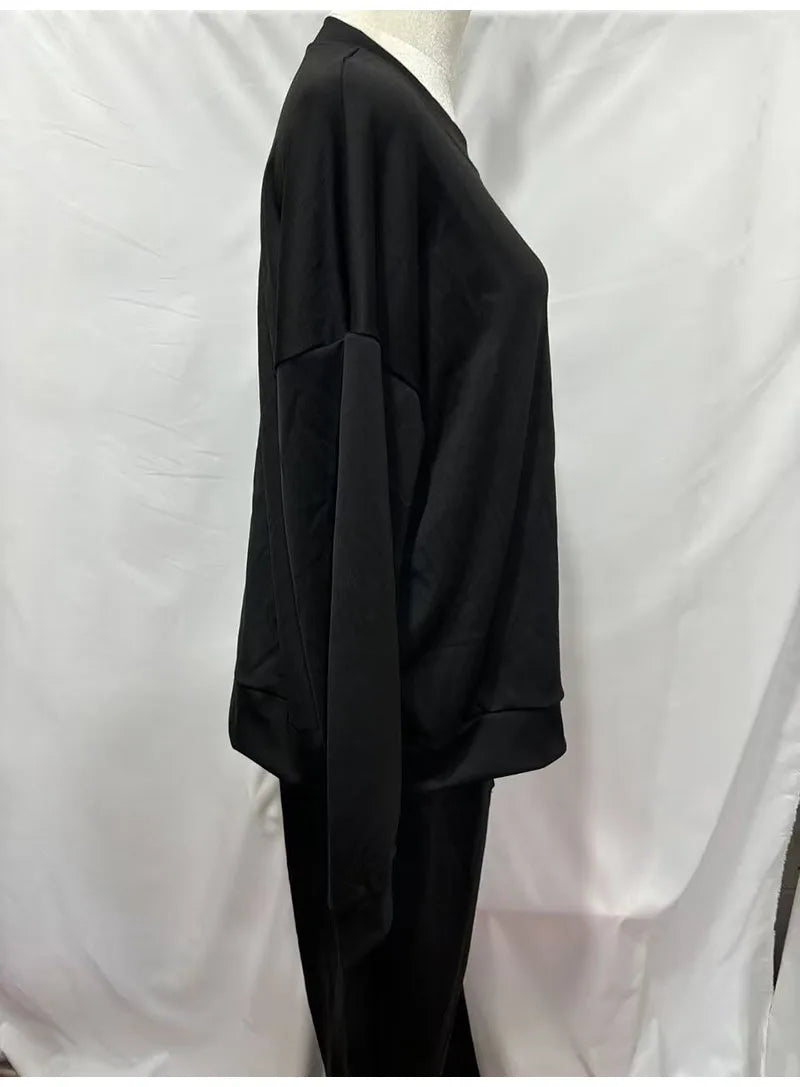 Autumn Winter Sweatshirt 2 Piece Set Women 2025 Casual Sport Long Sleeve Loose Tops And Wide Leg Pants Sets Suits Outfit.