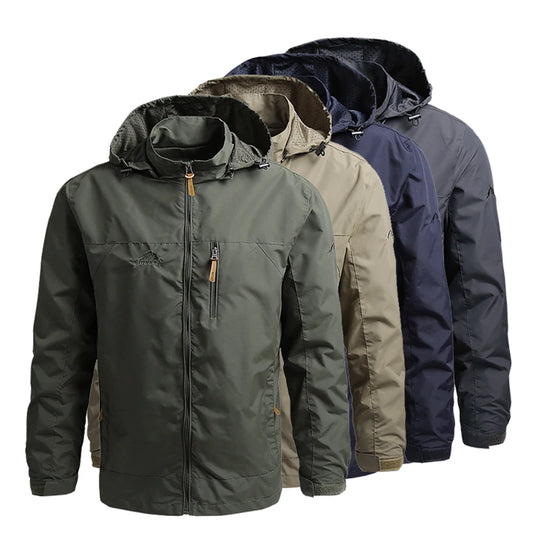 Windbreaker Men Tactical Jacket Waterproof Outdoor Hooded Coat Sports Military European Size S-5XL Field Climbing Thin Outwear.