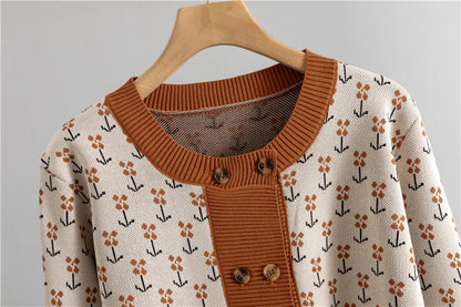 Women Sweater Muslim Knitting Suit Two Piece Sets Pullover Print Knitted Long Skirt Outfits Casual Knitwear Ensemble Autumn 2025.