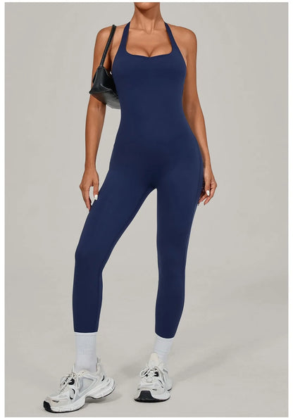 Yoga Jumpsuit Sports Fitness Peach Hip Halter Neck Backless Pants Bodysuit Outdoor Dance Jumpsuit Tight Yoga Wear for Women