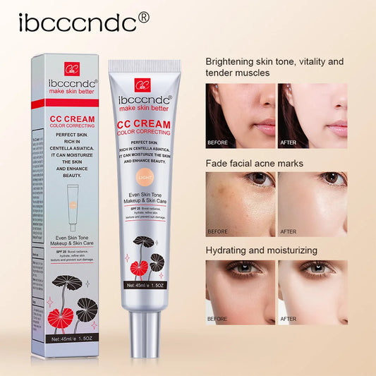 45ml Color Correcting CC Cream Facial Centella Asiatica Repair BB Cream Natural Concealer Whitening Liquid Foundation Cosmetics.