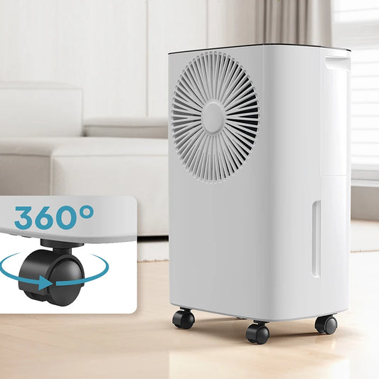 Dehumidifier Bedroom 12L/Day Continuous Drainage, 24H Timer, Automatic Defrost Humidity Control 2 Speed, Suitable for Room Home.