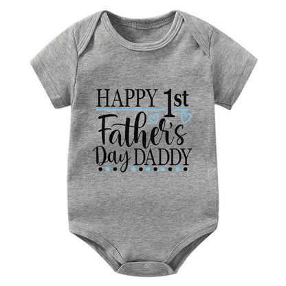 Happy 1st Vatertag Papa Druck neugeborenes Baby Jungen Mädchen Stram pler Kleidung Kleinkind Sommer Kurzarm Body Väter Tag Geschenke