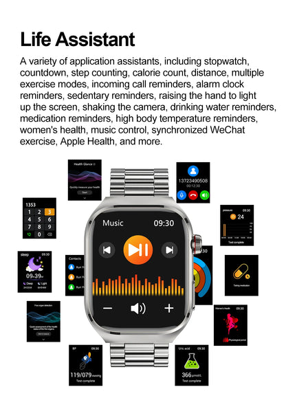 2025 New For Huawei Three highs Blood Pressure Smartwatch ECG Uric Acid Heart Rate Clock Body Analysis Health Monitoring Watches