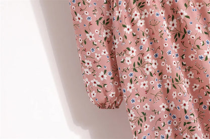 Women Floral Printed Maxi Dresses Spring Summer Casual O Neck Full Sleeve High Waist A Line Boho Beach Party Long Dress Vestidos