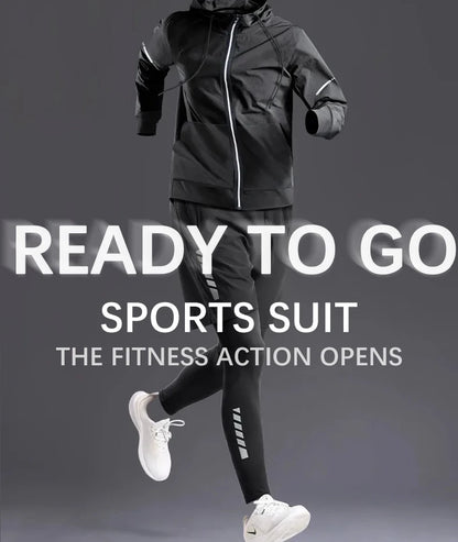 Fashion Breathable Running Sports Suit Men's Fitness Clothes All-Seasons Professional Morning Running Clothes Quick Dry Training.