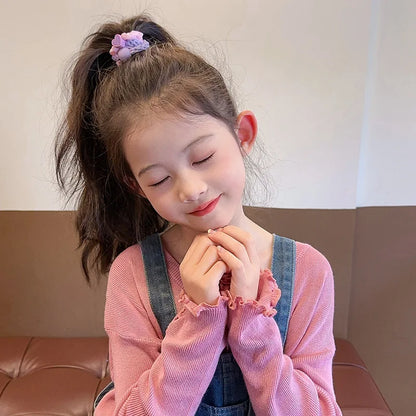 Korean Style Simple Children's Hair Ties Colorful Elastic Bands High Aesthetic Value for Girls Bun Tail Hair Bands Girls Hair....