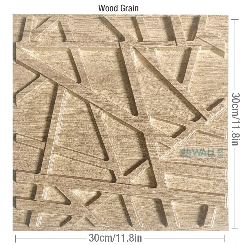 12pcs 30cm 3D textured wall panel 3D wall sticker Wood grain wall decor, suitable for living room, hall, bedroom, hotel, office