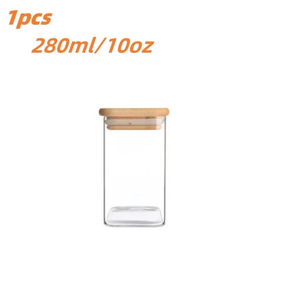 1/2/4/8pcs, 10oz Glass Jars With Airtight Lids, Candy Jars, Food Storage Containers With Bamboo Lids, Clear Jars.