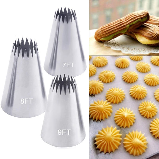 7FT 8FT 9FT Cake Decorating Tips Set Russian Open Star Piping Nozzles Tips Cupcake Cookies Icing Piping Pastry Nozzles.