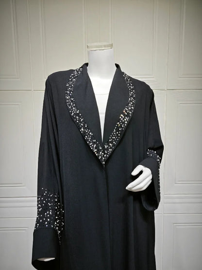 Black Open Kimono Abaya Damen Dubai Luxury Muslim Abayas For Women Kaftan Dress Kebaya Islamic Clothing Robe Femme Musulmane.