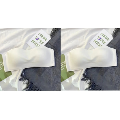 2Pcs/Set Strapless Bras For Women Push Up Bra Non-wire Bra Glossy Brassiere Seamless Underwear 1/2 Cup Padded Sexy Lingerie.