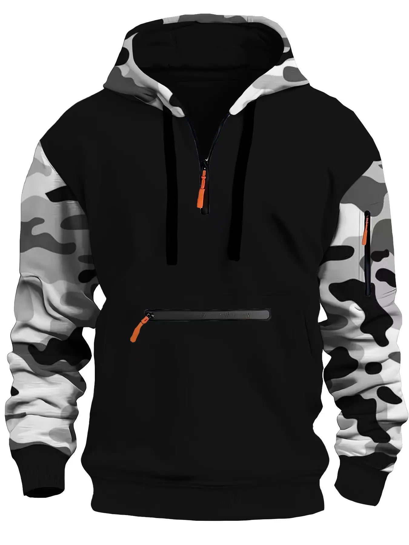 Autumn and winter men's new casual hoodie quality camouflage arm zipper long-sleeved pullover trend hoodie ins fashion Skids.