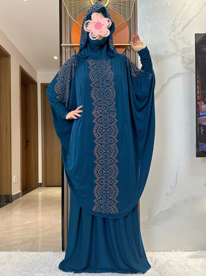 New Two Piece Set Solid Jilbab Prayer Muslim Abaya Set Women Prayer Garment Dress Hijab Long Khimar Skirt Sets Islamic Ramadan