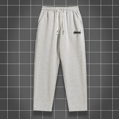 Men's solid color straight leg jogging pants, suitable for casual sports such as running, gym, and outdoor activities.