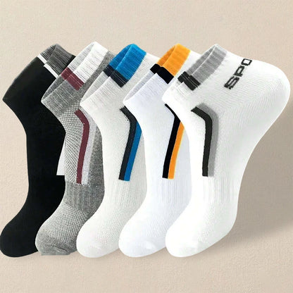5 Pairs Men Summer Socks Trendy Fashionable Simple Versatile Men Ankle Socks Comfortable Lightweight Breathable Casual Socks.