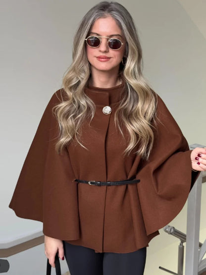 HXAO Damenjacken, übergroße Gürtel-Tunika-Jacke, Herbst-Wintermantel, weiblich, rot, braun, schwarz, Jacke, abgeschnittene Oberbekleidung mit Fledermausärmeln