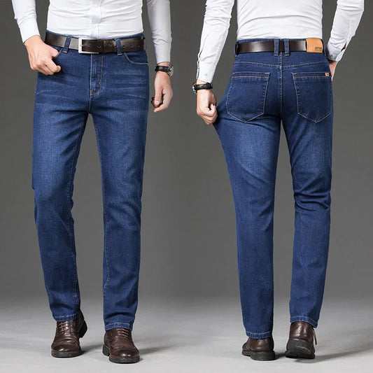 Baumwolle Herren Jeans Denim Hosen Marke Klassische Kleidung Overalls Gerade Hosen für Männer Schwarz Oversize Große Größe 35 40 42 44 46