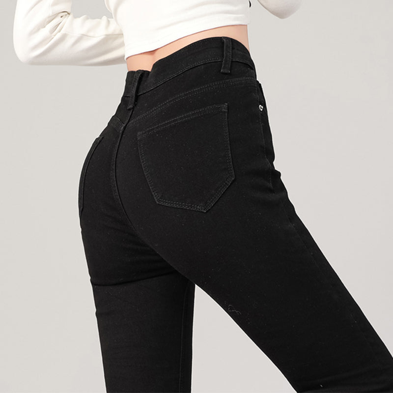 Fashion Women's Slim Skinny Jeans Comfortable Stretch Casual Solid Colours Pencil Pants Female Black Denim Trousers.