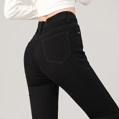 Fashion Women's Slim Skinny Jeans Comfortable Stretch Casual Solid Colours Pencil Pants Female Black Denim Trousers.