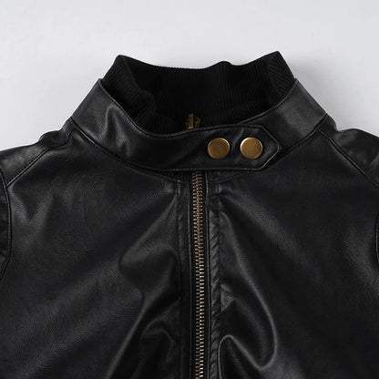 AltGoth Harajuku Streetwear Pu Leder Jacke Mall Gothic Cyber Punk Rollkragen Crop Mäntel Hipster Dark Grunge Rave Outfit Femme
