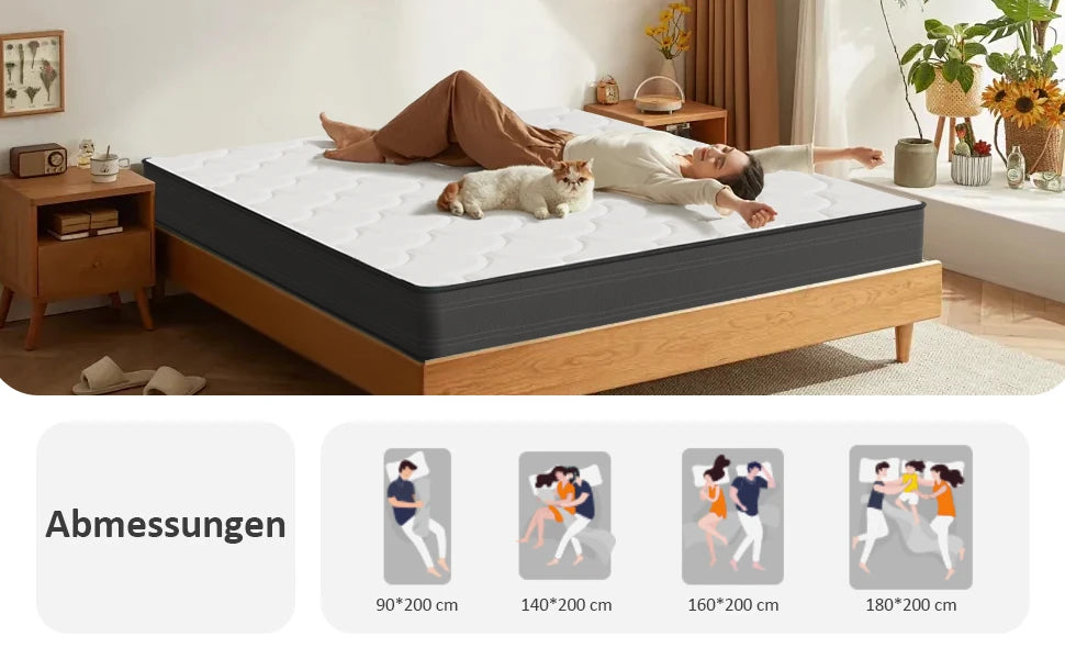 Taschenfederkernmatratze 180×200×22 cm – 7-Zonen Matratze mit Komfortschaum und stabiler Unterstützung H4