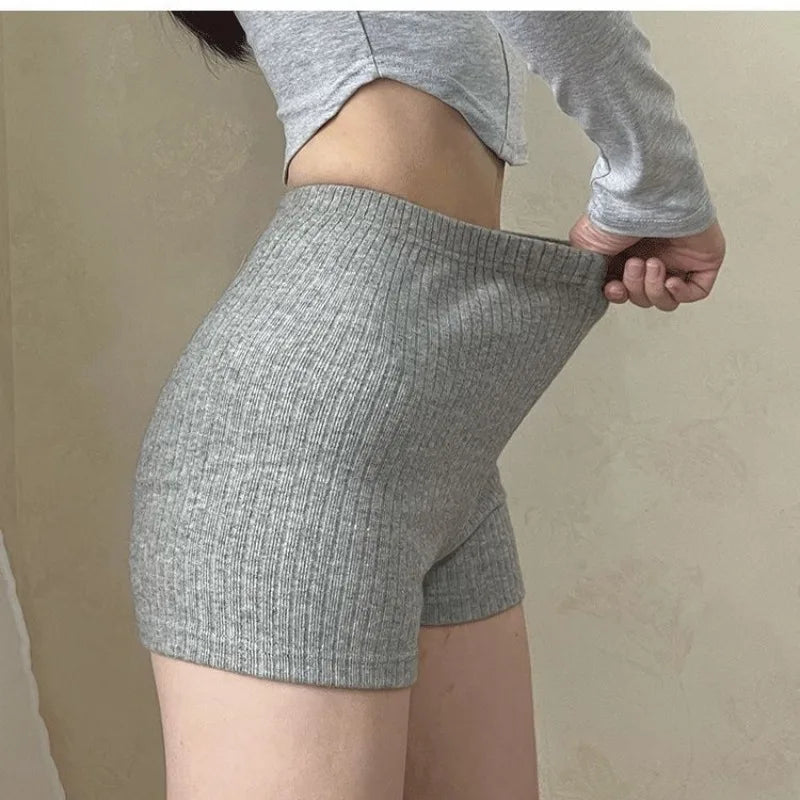 Knitting Seamless Leggings Women Fitness Shorts Ribbed Elastic Butt Liftting Yoga Shorts High Waist Slim Fashion Solid Tights.