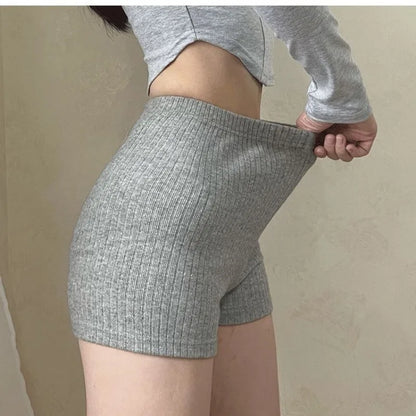 Knitting Seamless Leggings Women Fitness Shorts Ribbed Elastic Butt Liftting Yoga Shorts High Waist Slim Fashion Solid Tights.