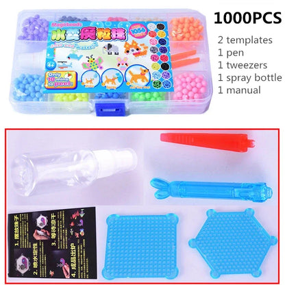 DIY Water Spray Magic Sticky Beads Toy Set Children's Handmade Puzzle Craft Kit Sensory Crystal Beads Kids Art Educational Gifts.