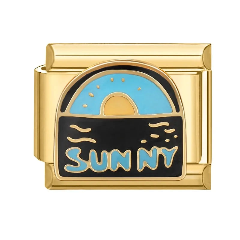 New Fashion 9mm 15 Style Italian Modular Charm Bracelet Fashionable Leisure Holiday Scenery Literary Modular Elastic Bracelet