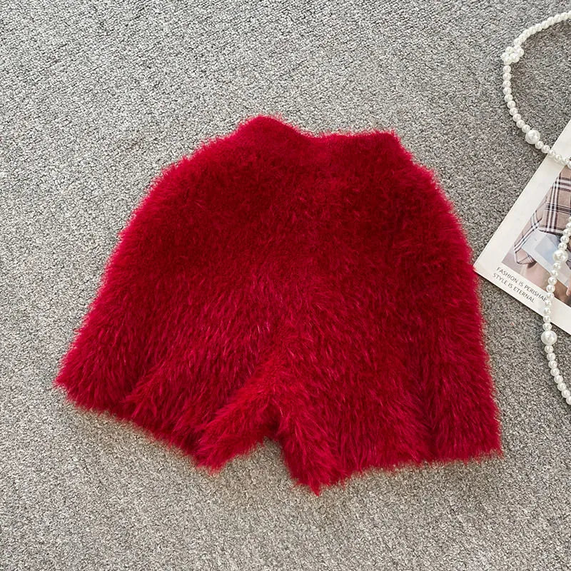 Autumn Winter New Knitted Shorts Women Korean High Waist Bottoms Causal Fashion Warm Sweater Short Femme