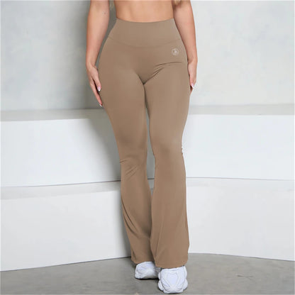 Allure The Brand Pocket Flare Scrunch Butt Pants ATB Women Tight-Fit Sexy Slim High Waist Pants Push Up Fitness Flare Leggings