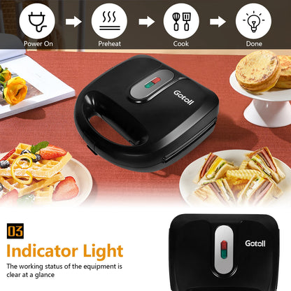 Multifunction 3-in-1, sandwich maker, waffle iron, contact grill dishwashers suitable & non-stick plates.