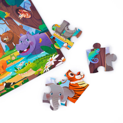 Kids Cartoon Animal Jigsaw Puzzles Montessori Educational Toys Parent-Child Theme Game Paper Educational Gift for Children.