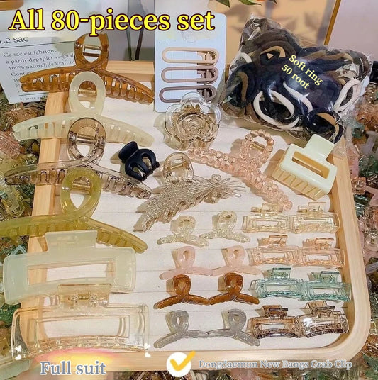 New 8-137PCS Set Hair Clip Combination Women Hair Accessories Grab Clip Hair Band Temperament Hairclip High Ponytail Headband.