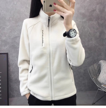 Plus Größe Herbst Winter Polar Fleece Warme Mantel Frauen Sweatshirt Outdoor Sport Casual Zipper Strickjacke Jacke Top Schlank Jugendliche